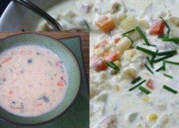 Creamy potato soup with bacon