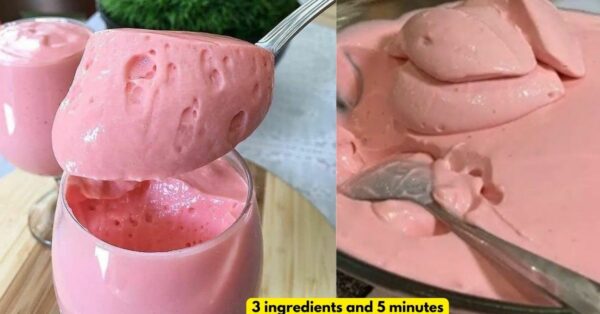 Strawberry Dessert in a Blender with 3 Ingredients, in 5 Minutes