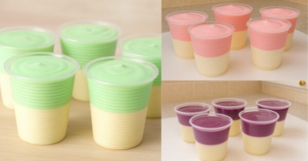 Easy 2-layer Dessert with 2 ingredients No Gelatin, No Condensed Milk