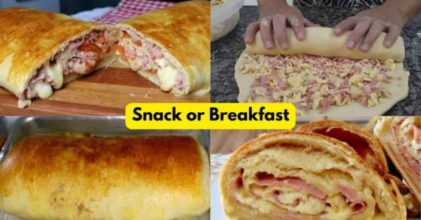 Easy Bread with Cheese and Ham for a Snack or Breakfast